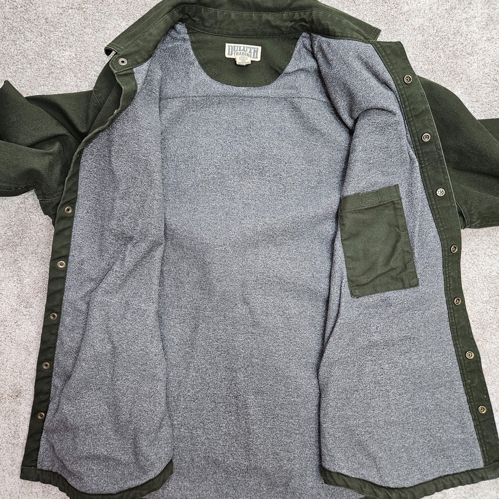 Duluth Trading Burly DuluthFlex Fire Hose Shirt Jac Mens XL TALL Green Workwear - Picture 6 of 9